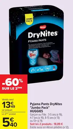 Cora Pyjama Pants DryNites "Jumbo Pack" HUGGIES offre