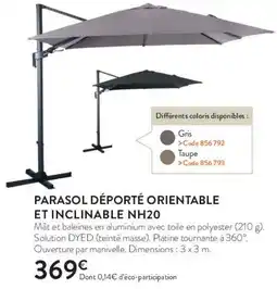 RAGT Jardin & Maison Parasol déporté orientable et inclinable nh20 offre