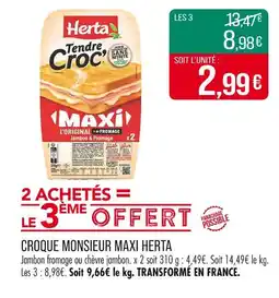Match HERTA Croque monsieur maxi offre