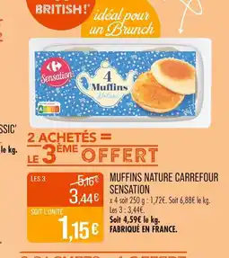 Match CARREFOUR SENSATION Muffins nature offre