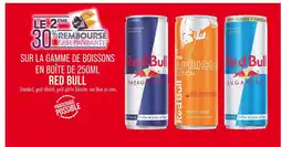 Match RED BULL Le 2ème 30% remboursé sur la carte sur la gamme de boissons en boîte de 250ml Red Bull offre