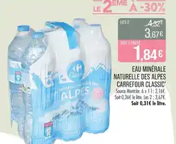 Match Carrefour Classic' Eau minérale naturelle des Alpes offre