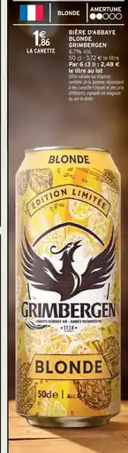 Intermarché GRIMBERGEN Bière d'abbaye blonde offre