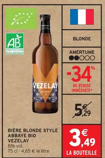 Intermarché VEZELAY Bière blonde style abbaye bio offre