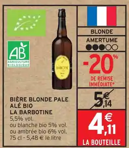 Intermarché LA BARBOTINE Bière blonde pale alé bio offre