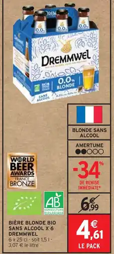 Intermarché DREMMWEL Bière blonde bio sans alcool x 6 offre