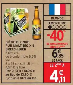 Intermarché BREIZH BIER Bière blonde pur malt bio x 6 breizh bier offre