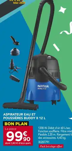 Gedimat Nilfisk Aspirateur eau et poussières Buddy II 12 L offre