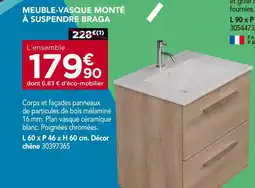 Gedimat Meuble-vasque monté à suspendre Braga offre