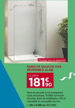 Gedimat Paroi de douche fixe réversible Alabi offre