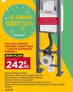 Gedimat WIRQUIN Pack bĂąti-support universel Smart Rock + cuvette suspendue Normus + offre