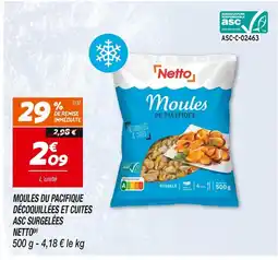 Netto NETTO Moules du pacifique décoquillées et cuites surgelées offre
