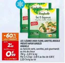 Netto BONDUELLE Les 3 légumes choux-fleurs, carottes, brocolis précuits vapeur surgelés offre