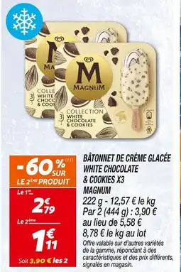 Netto MAGNUM Bâtonnet de crème glacée white chocolate & cookies x3 offre