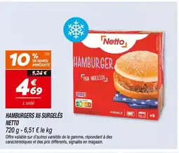 Netto Netto Hamburgers x6 surgelés offre