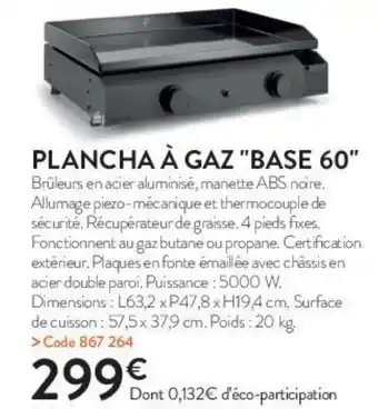 RAGT Jardin & Maison Plancha à gaz "base 60" offre