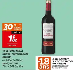 Netto CAMBRAS Vin de france merlot cabernet sauvignon rouge offre