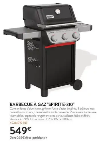 RAGT Jardin & Maison Barbecue à gaz spirit e-310 offre
