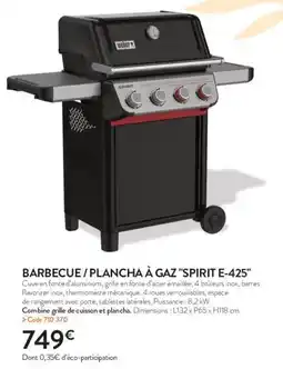 RAGT Jardin & Maison Barbecue plancha à gaz spirit e-425 offre