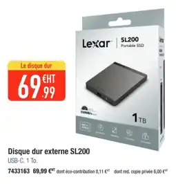 Plein ciel Disque dur externe SL200 offre