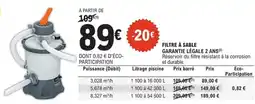 E.Leclerc Brico Filtre à sable garantie légale 2 ans offre