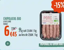 La Vie Claire Chipolatas bio offre