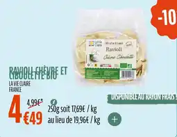 La Vie Claire Ravioli chevre et ciboulette bio offre
