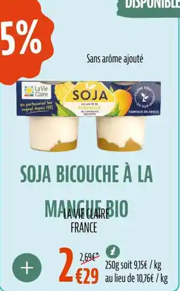 La Vie Claire Soja bicouche à la mangue bio offre