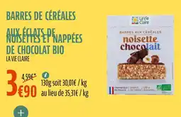 La Vie Claire Barres de céréales au eclats de noisettes et nappees de chocolat bio offre
