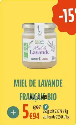 La Vie Claire Miel de lavande français bio offre