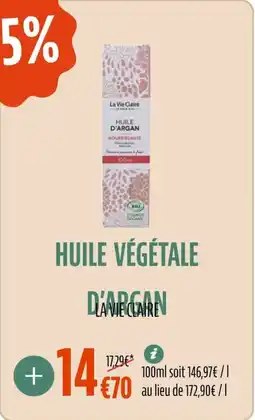 La Vie Claire Huile végétale d'argan offre