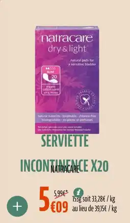La Vie Claire Serviette incontinence x20 offre