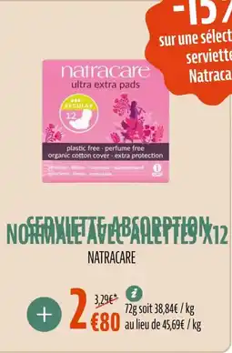 La Vie Claire Natracare ultra extra pads offre
