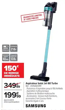 Cora Aspirateur balai jet 60 turbo SAMSUNG offre