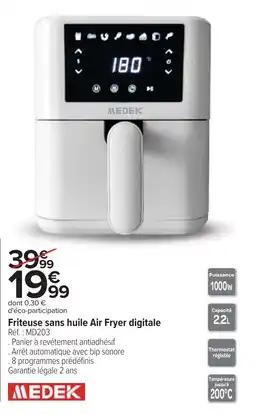 Cora Friteuse sans huile air fryer digitale offre