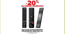 Cora Sur toutes les télécommandes meliconi et one for all offre