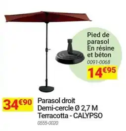 Oogarden Parasol droit demi-cercle ø 2,7 m terracotta calypso offre