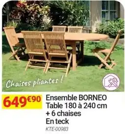 Oogarden Ensemble borneo + 6 chaises en teck offre