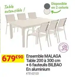 Oogarden Ensemble malaga +6 fauteuils bilbao en aluminium offre