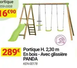 Oogarden Portique h. 2,30 m en bois avec glissière panda offre