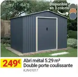 Oogarden Abri mĂ©tal 5.29 mÂČ double porte coulissante offre