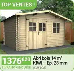 Oogarden Abri bois 14 m² kiwi offre