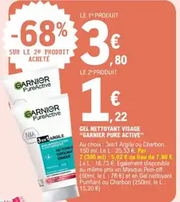 E.Leclerc Gel nettoyant visage garnier pure active offre