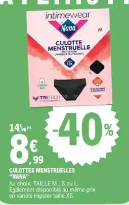 E.Leclerc Culottes menstruelles nana offre