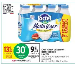 Intermarché LACTEL Lait Matin Léger UHT Demi-Écrémé offre