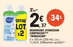 E.Leclerc Déodorant atomiseur compresse monsavon offre
