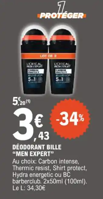 E.Leclerc Déodorant bille men expert offre