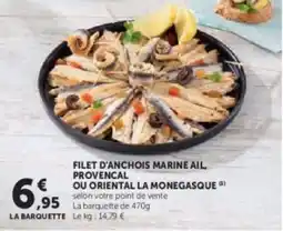 Super U Filet d'anchois marine ail provencal ou oriental la monegasque offre