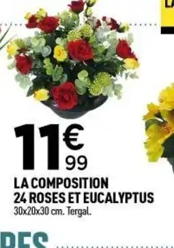 Centrakor La composition 24 roses et eucalyptus offre