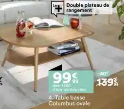 BUT Table basse columbus ovale offre